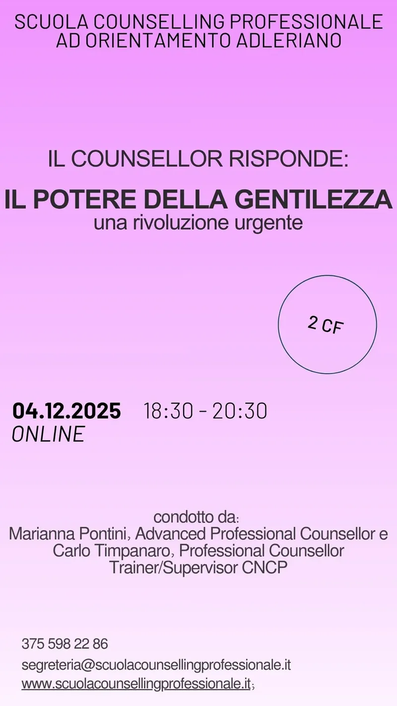 IL COUNSELLOR RISPONDE:  IL POTERE DELLA GENTILEZZA – Una rivoluzione urgente