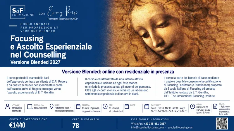Focusing e Ascolto Esperienziale nel Counselling – Versione Blended 2027