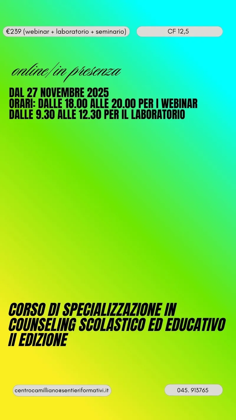 Corso di Specializzazione in Counseling Scolastico ed Educativo – II  edizione