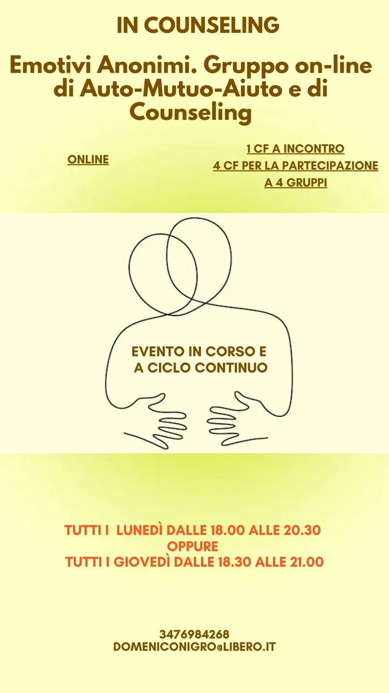 Emotivi Anonimi. Gruppo on-line di Auto-Mutuo-Aiuto e di Counseling