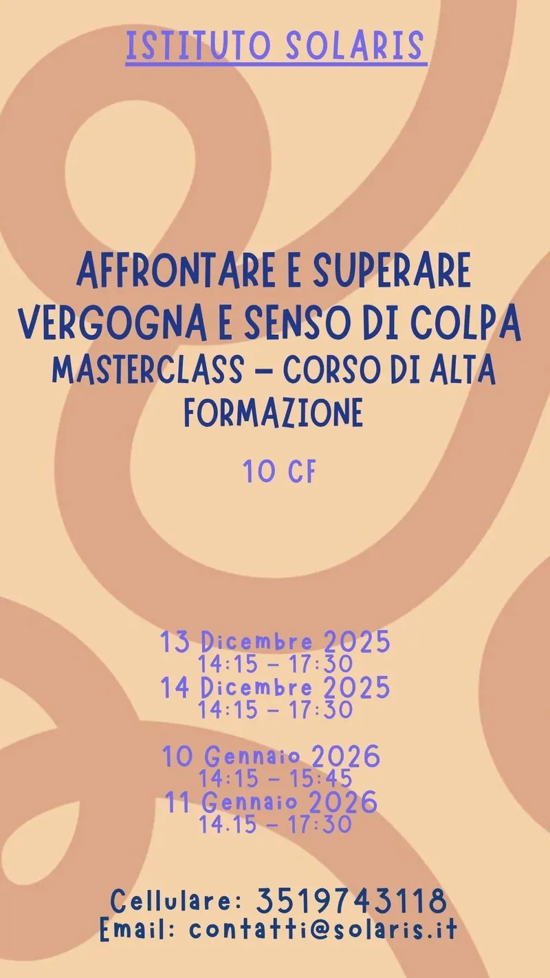 Affrontare e superare vergogna e senso di colpa. Masterclass – Corso di alta Formazione