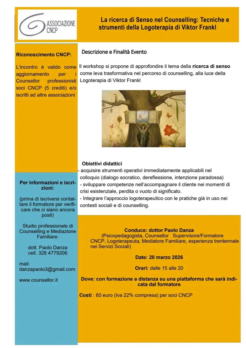 La ricerca di Senso nel Counselling: Tecniche e strumenti della Logoterapia di Viktor Frankl