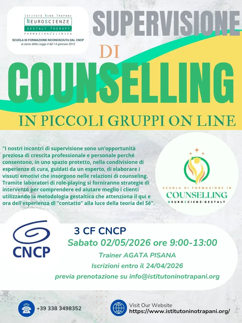 SUPERVISIONE DI COUNSELLING IN PICCOLI GRUPPI ONLINE