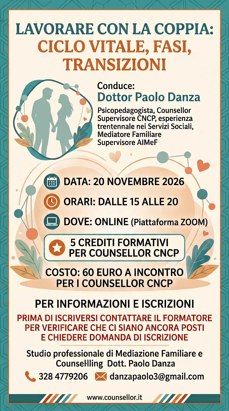 Lavorare con la coppia:ciclo vitale, fasi transizioni